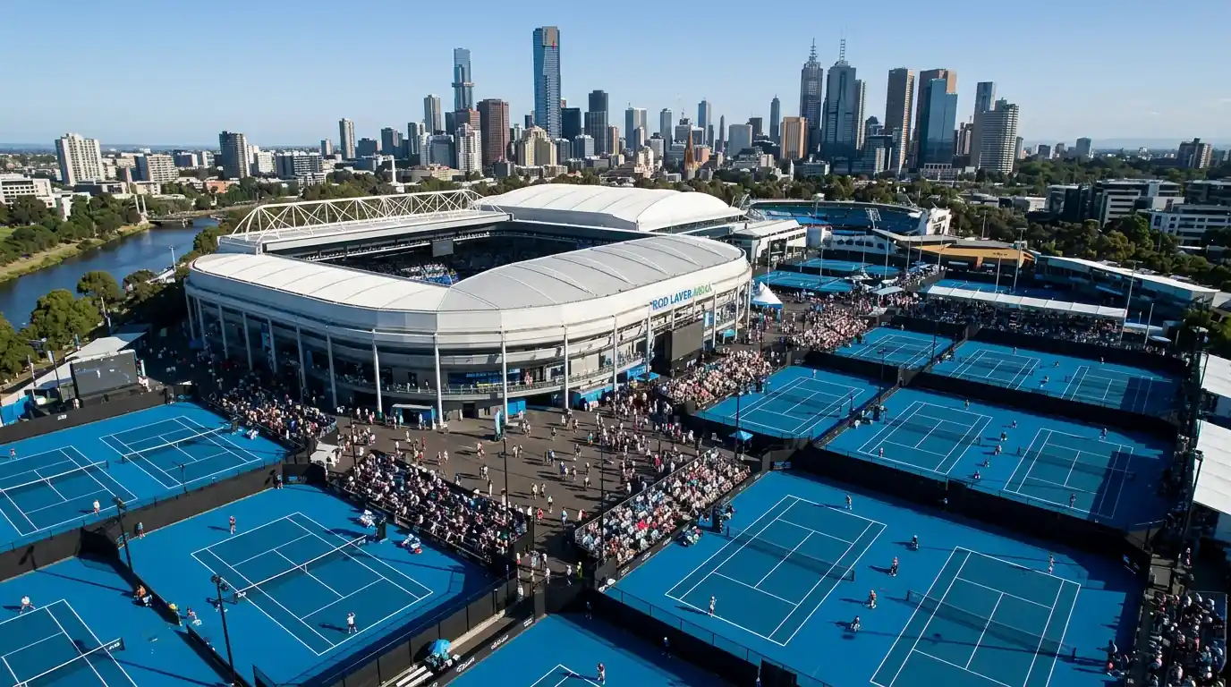 Vista general del Melbourne Park con la Rod Laver Arena y las pistas exteriores durante el Australian Open
